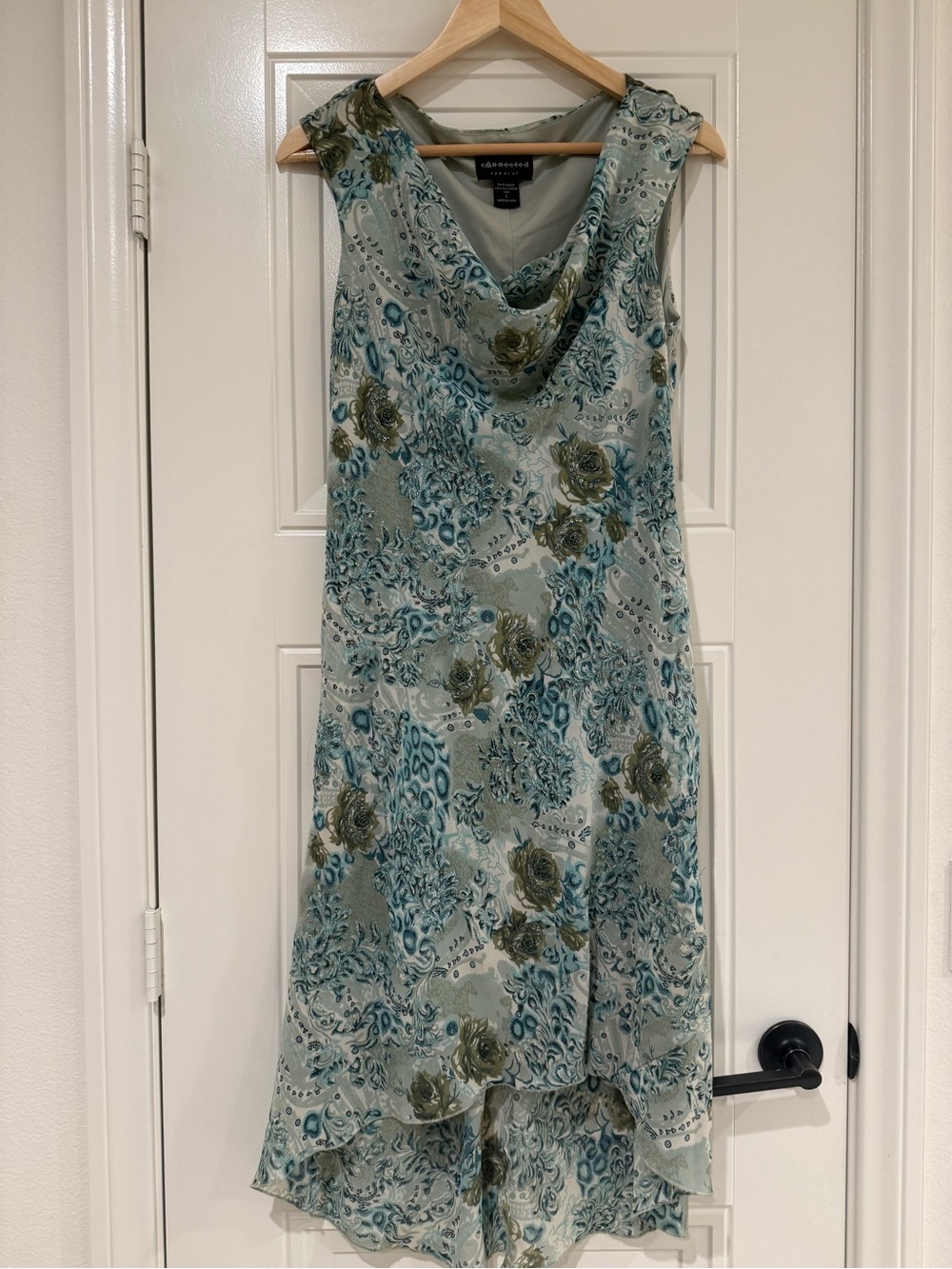 connected apparel Seafoam Green Floral High-Low Dress